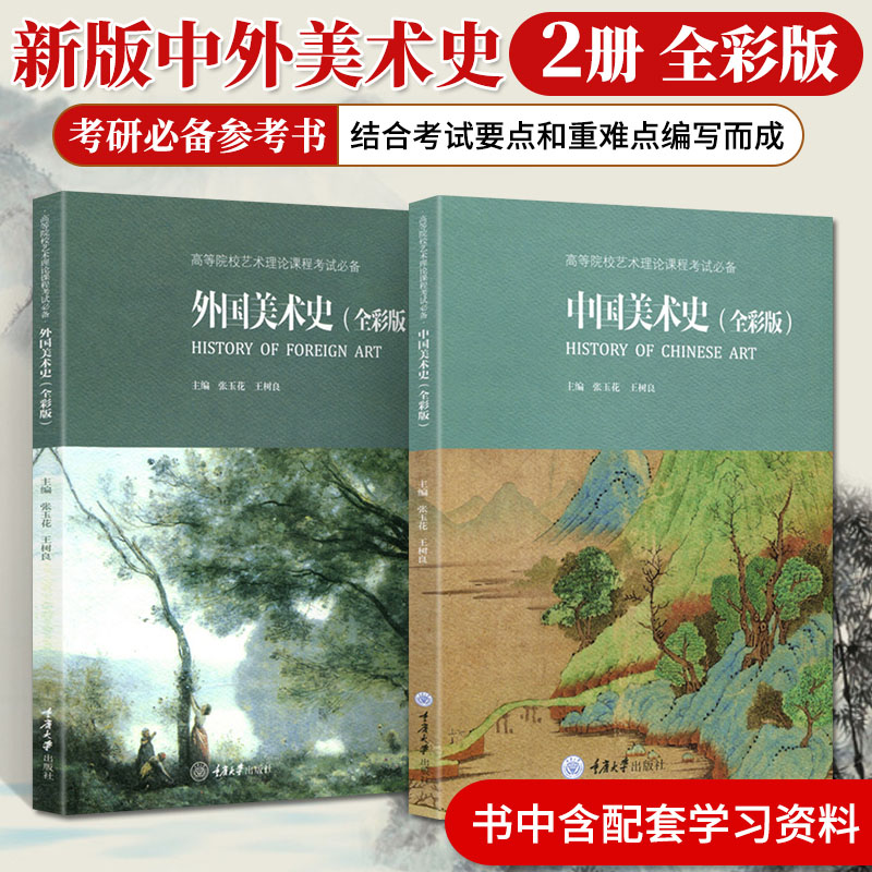 中国美术史+外国美术史全彩版 中外美术史考研书 艺术美术简史概论教程 艺术史 考研硕士理论考试书 中国美术学院书籍