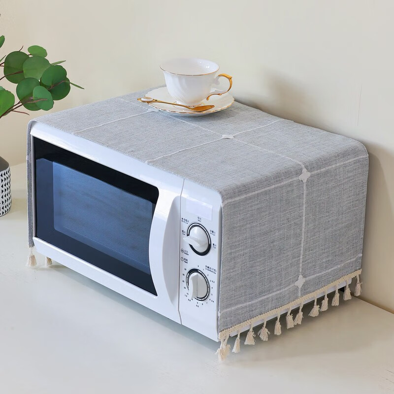 美妠斯微波炉防尘罩盖布垫布简约现代家用厨房烤箱盖巾布艺装饰通用新款 纳格灰 35*cm*100cm（微波炉盖巾通用）