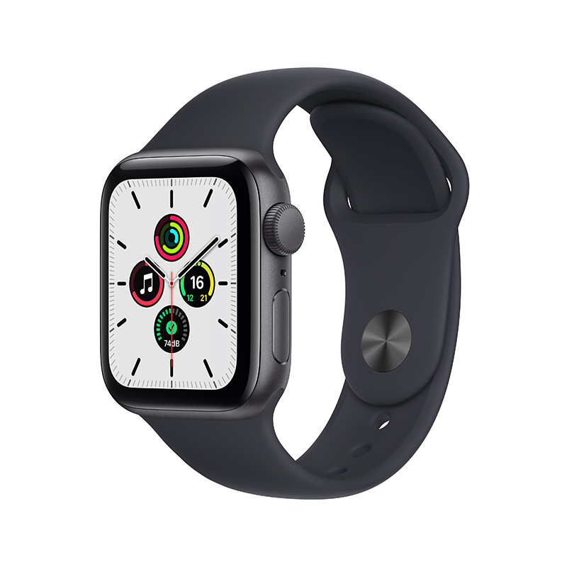 Apple Watch SE 智能手表 GPS款 40毫米深空灰色铝金属表壳 午夜色运动型表带MKQ13CH/A