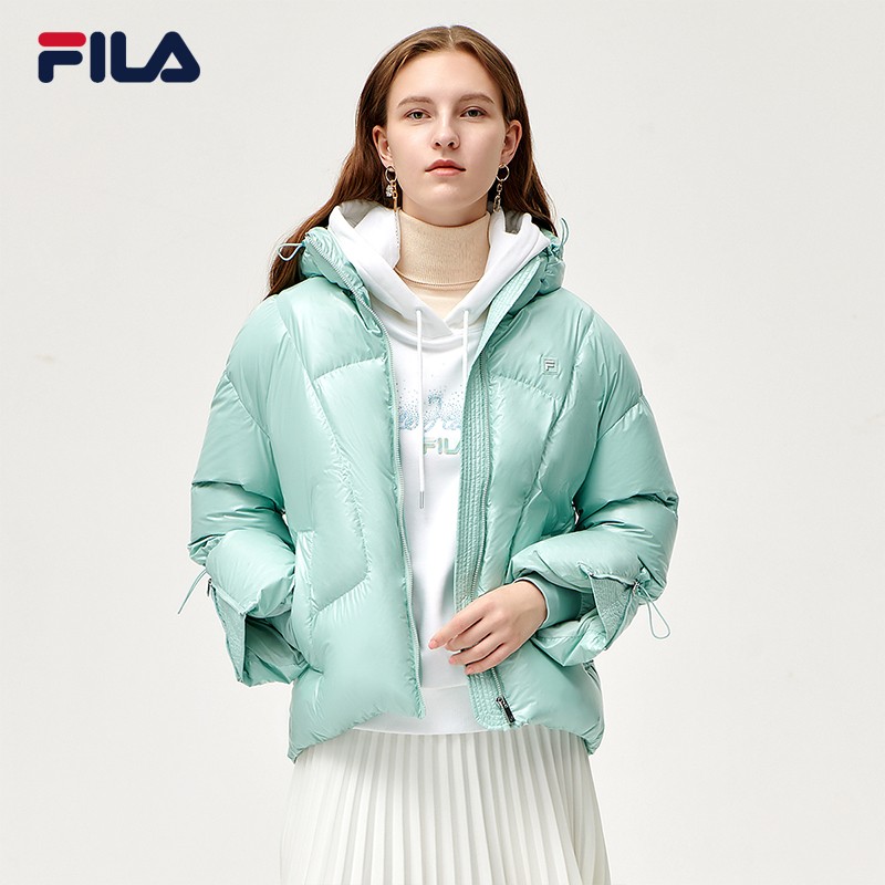 fila 斐乐官方女士羽绒服年冬季新款中长款保暖运动外套 香糕绿-lg