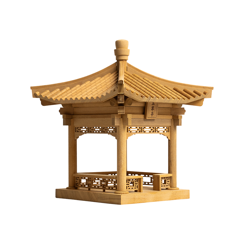 晚峰故宮玉翠亭榫卯積木國潮隼牟結構兒童節(jié)玩具中國古建筑拼裝搭模型 玉翠亭榫卯積木100%純實木