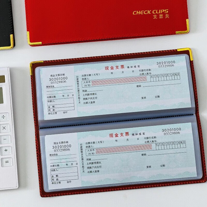 文具加长专用支票夹收纳本可放存根票据本册银行存单据收据夹厚内页