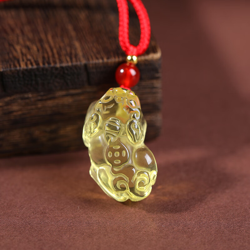 品饰匠 黄水晶霸王貔貅吊坠男款 本命年佩戴皮休女士钥匙扣手机链挂件