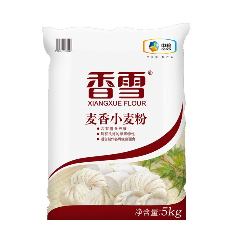 香雪小麦粉5Kg面粉含麦麸馒头家庭面食麦香粉中粮出品 香雪全麦面粉5kg