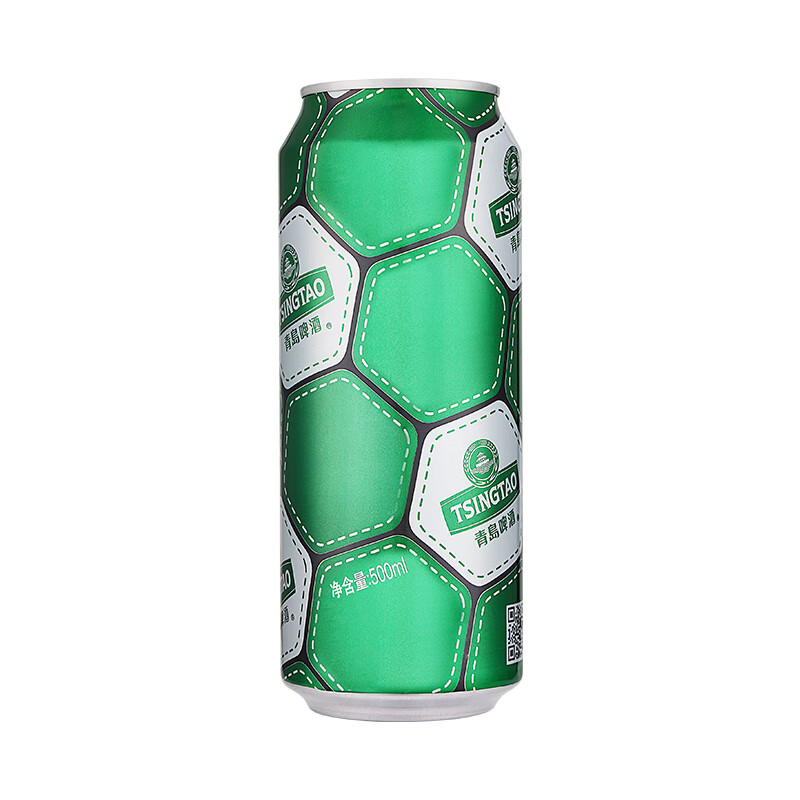 青岛啤酒 TSINGTAO 限时特价！足球罐经典10度啤酒500mL*12罐 赠福禧500mL*4罐
