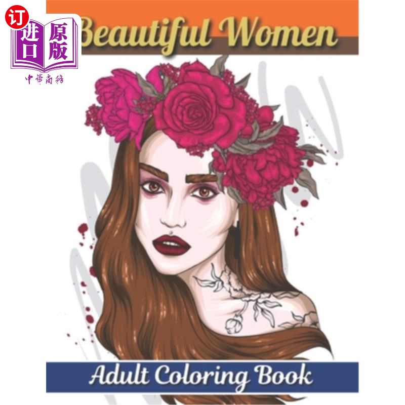 women with flowers, hair 美丽的女人成人着色书:美丽的女人与花