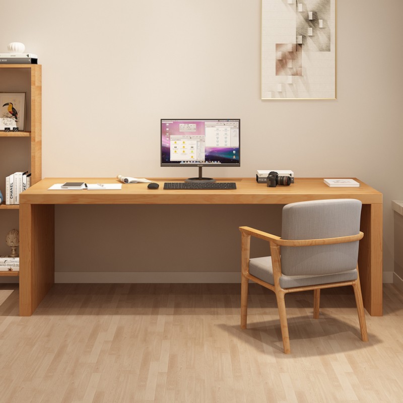 台式电脑桌带抽屉简约办公桌家用原木工作台桌 120*60*75(厚5cm) 组装