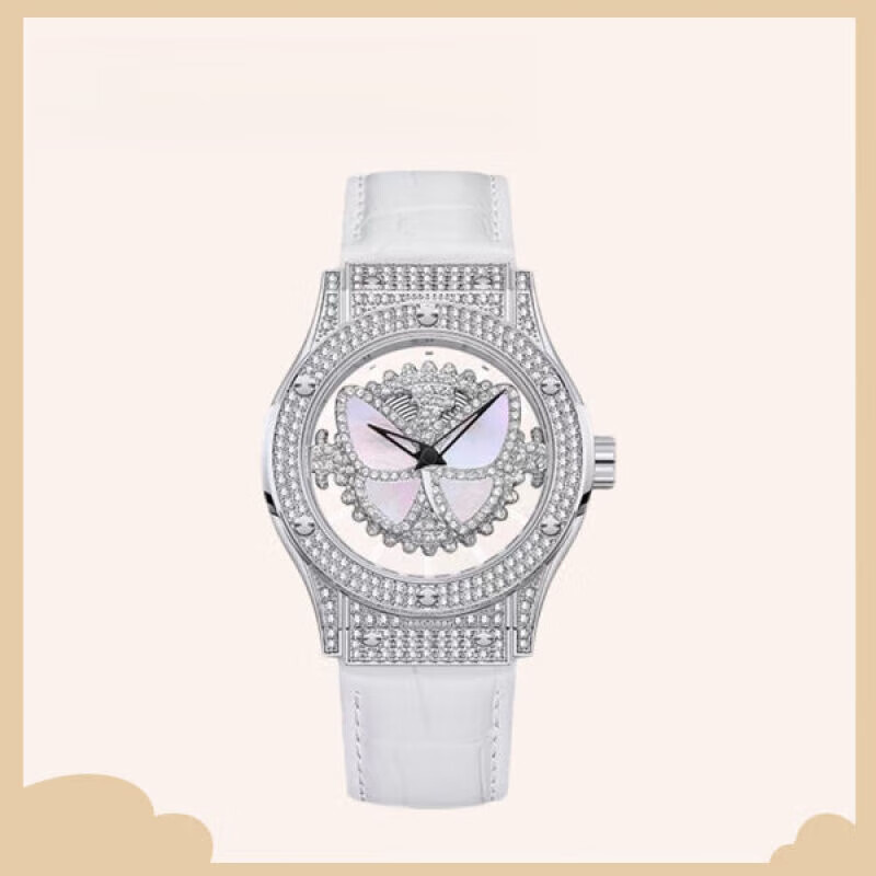 天颛梦幻蝴蝶手表抖音同款梦幻蝴蝶手表小众女式轻奢满钻腕表360° 旋