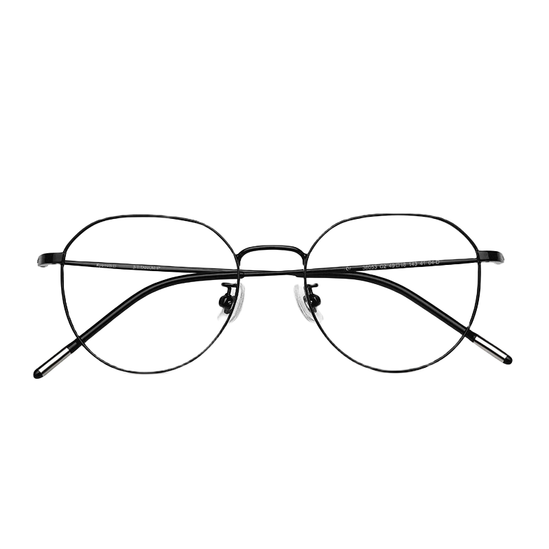 明月镜片 眼镜近视女修颜时尚钛架配镜防蓝光护目高清眼镜框36055 36055-c3亮黑色