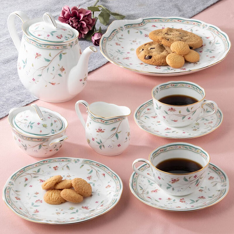 则武（Noritake）【礼物】HANASARASA咖啡杯套装欧式下午茶茶具精致对杯礼盒美式 HANASARASA点心盘18.3cm