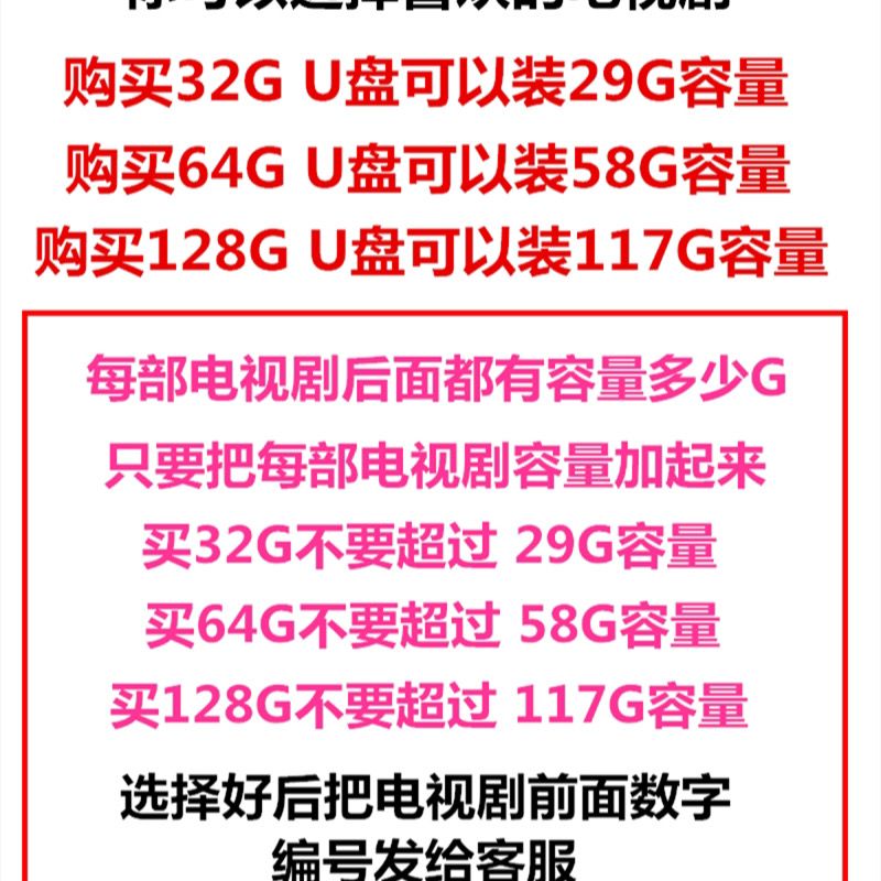 u盘 128g电视剧名字写下来发给客服备