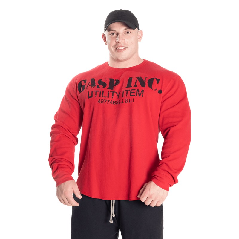 GASP Thermal gym sweater盖世璞轻便训练男式长袖衫迷彩棉质耐磨健身运动综合 红色 M[体重85公斤/身高175厘米]