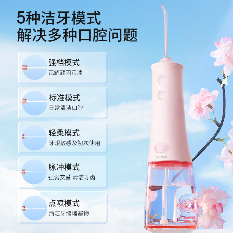 罗曼（ROAMAN）小宝塔冲牙器 洗牙器 水牙线 洁牙器 洁牙机 便携式冲牙器 台式冲牙器 W10珍珠白 