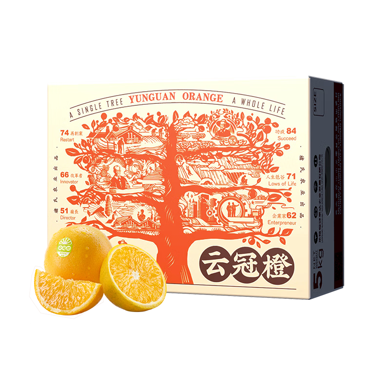 云冠橙云南冰糖橙 一级果 净重4.5斤 单果约100g 生鲜水果