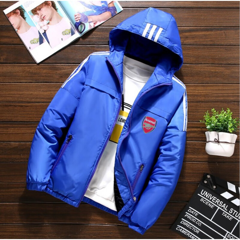 枪手球迷运动训练球衣服男女秋冬季加厚棉服外套学生休闲连帽上衣队服