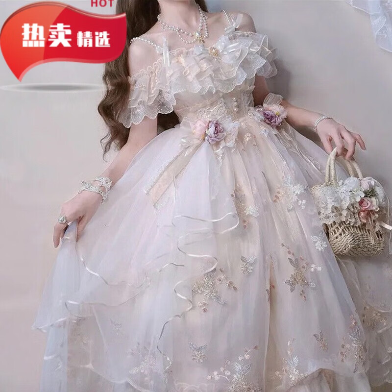靠森 KAOOSEEN洛麗塔學(xué)生可愛學(xué)院風(fēng)lolita連衣裙軟妹貓爪連衣裙 花嫁 XXXL【150-160斤】