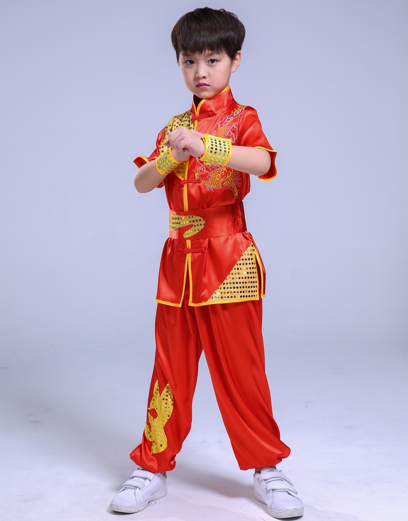 儿童武术表演服装长短袖太极服男女童小学生队服少儿幼儿园练功服