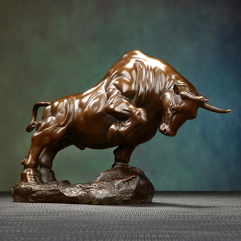 笛芳黄铜开拓牛摆件生肖牛工艺品客厅办公室家居装饰品开业礼品铜牛 1