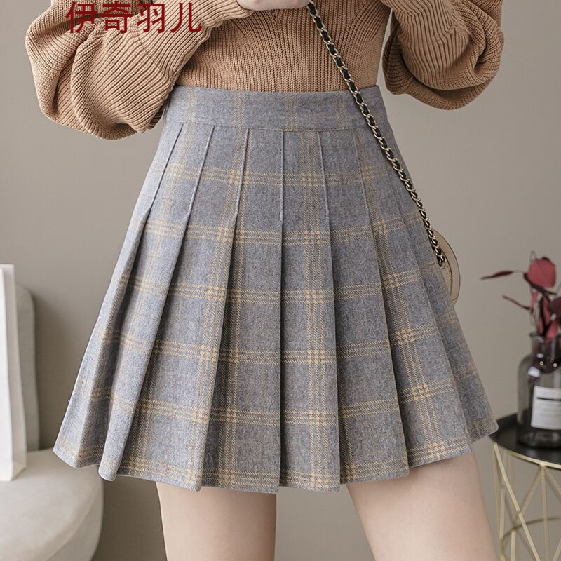 新品女jk制服裙子秋季春装夏季秋冬新款毛呢字半身裙高腰显瘦百褶裙女