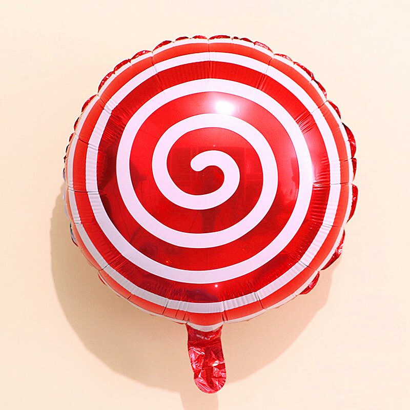 生日快乐派对布置18寸圆形印花气球 18寸棒棒糖红色圆形铝膜气球x5 0