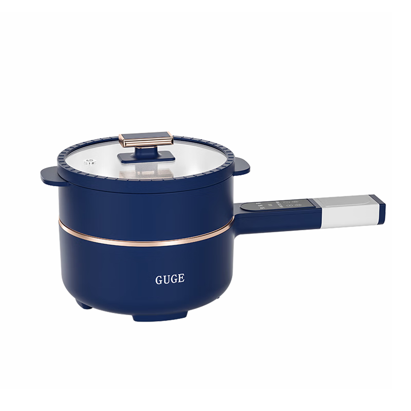 谷格（GUGE）德国小电锅带不锈钢蒸笼泡面锅电煮锅小型1-2人宿舍煮面小火锅电炒锅电热锅一人食迷你家用多功能 2L 珐琅不沾锅不锈钢蒸笼热销款