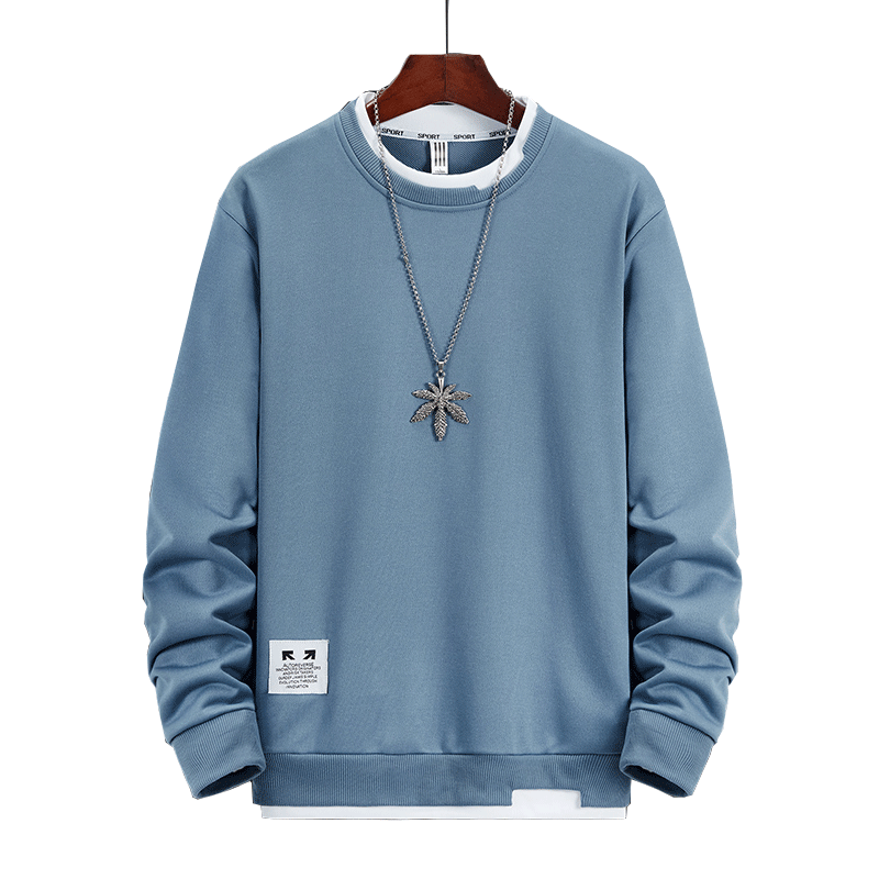 啄木鸟（TUCANO） 长袖卫衣男春秋季新款时尚潮流透气假两件套长袖T恤 蓝色 2XL 39.9元