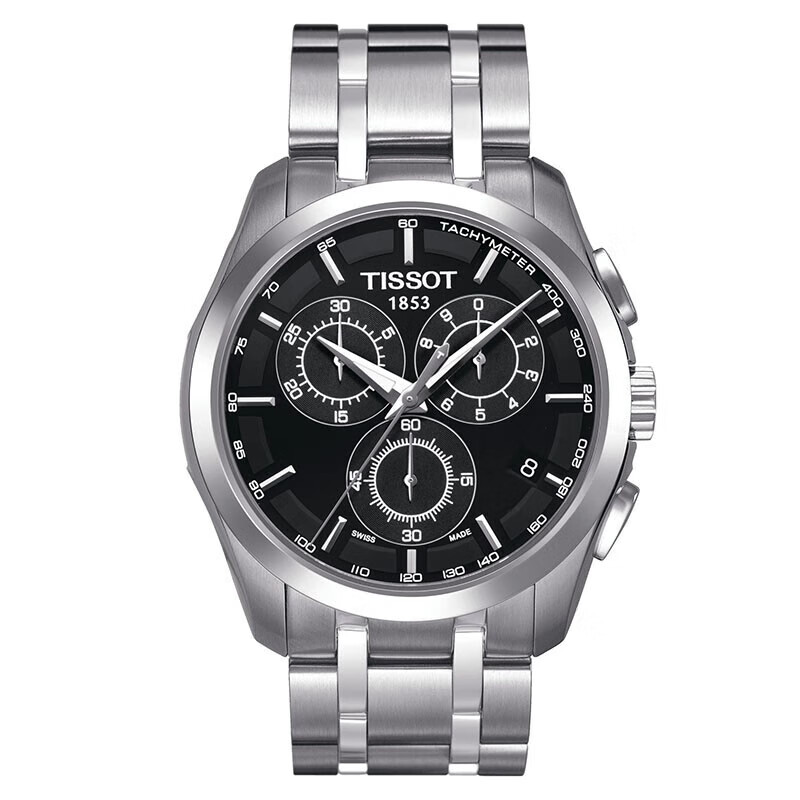 天梭(tissot)瑞士男表【全国联保】库图系列三眼计时石英码表防水夜光