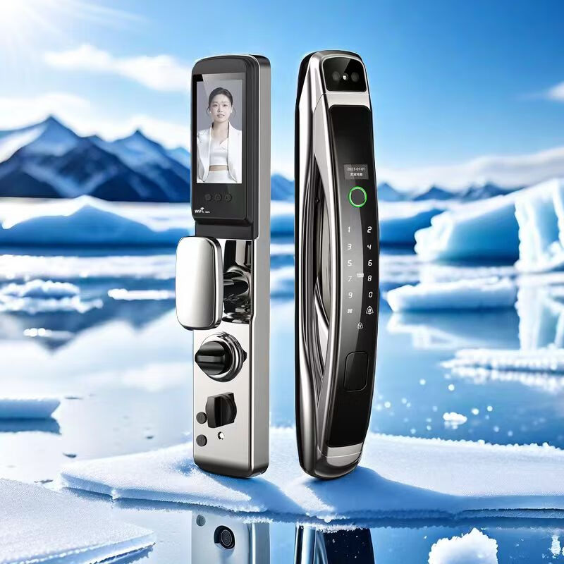 艾珞克冰川13号智能锁指纹密码电子锁人脸识别远程监控远程开锁手机APP 黑色 410*75*65