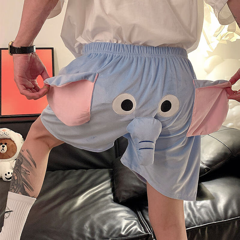 卡通可爱大象短裤2023年新款夏季男士 833蓝色大象 m码(建议80-100斤)