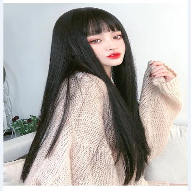 唐妮 假发女长直发 网红黑色隐形无痕长发 圆脸自然蓬松整顶全头假