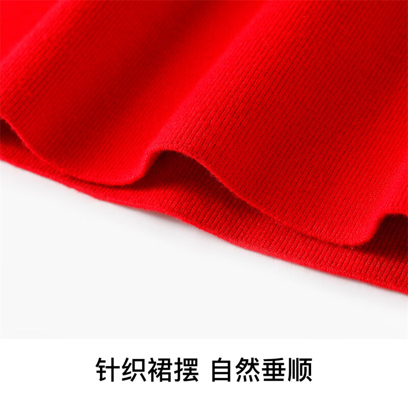 Classic Teddy女童连衣裙儿童公主裙中大童装冬季裙子冬款衣服新款 蝴蝶结公主大红 120