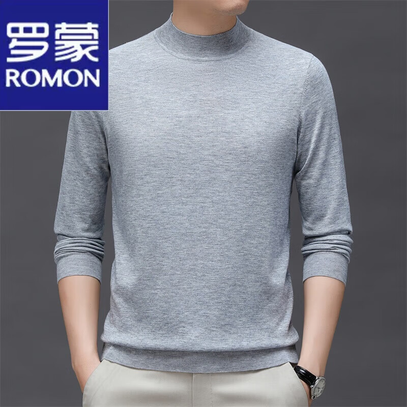 罗蒙（ROMON）羊绒衫男士半高领秋季特薄款高端精纺超细打底毛衣长袖加肥加大码 浅灰色 M属于什么档次？