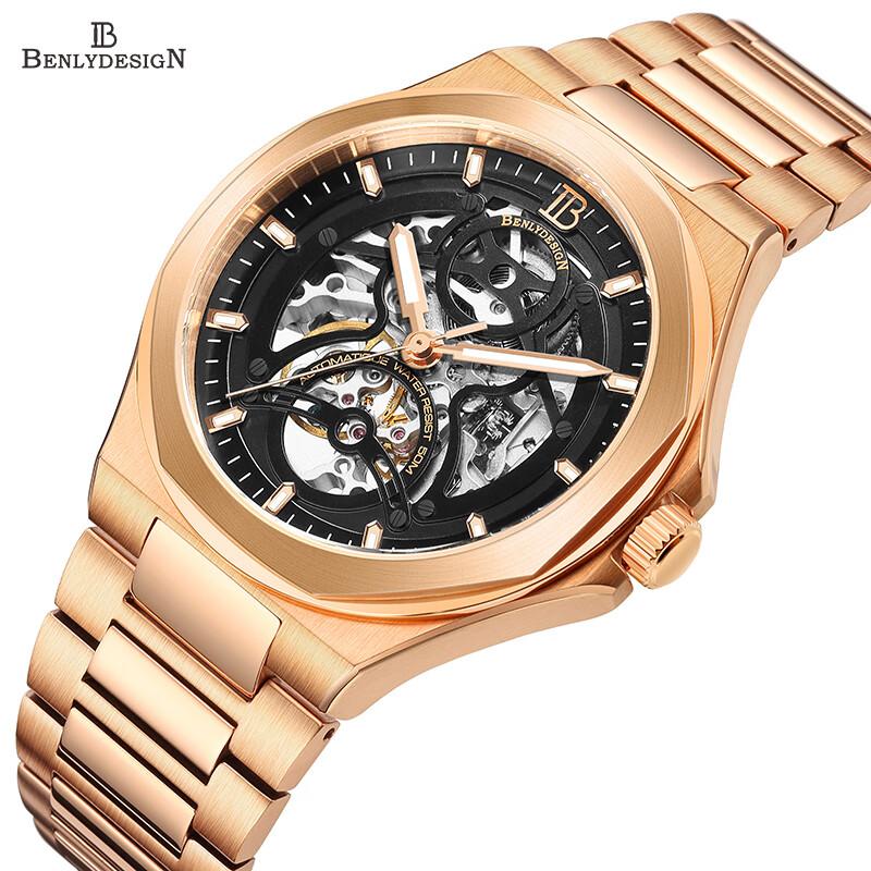 ib男士2024款镂空钢带机械表潮流奢华节日送礼bl2109 bl2109钢带玫黑