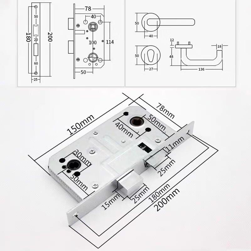 雅鼎帝304不锈钢防火门锁消防门锁安全消防通道锁锁体过道锁 超C双叶芯 304不锈钢升级款【铜芯】整套