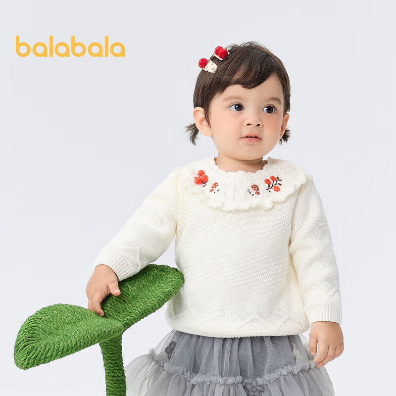 巴拉巴拉婴儿毛衣儿童冬季打底衫女童针织衫套头精致洋气甜美200423103007