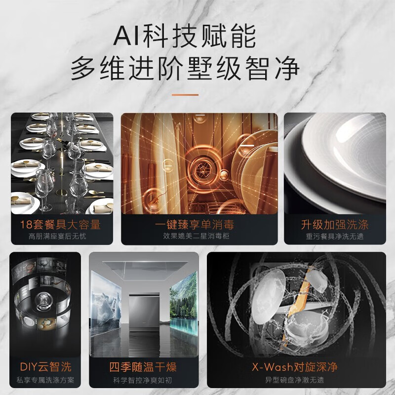 COLMO 极境18套嵌入式洗碗机 X-wash对旋深净洗 四季随温干燥 一键单消毒 三层碗篮SK33洗碗机
