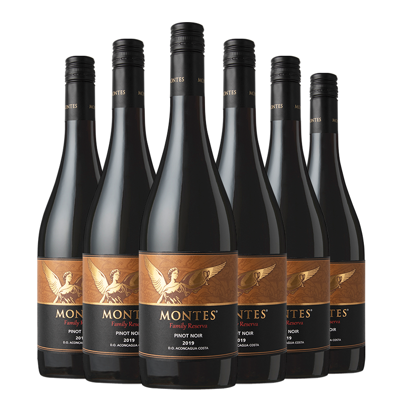 MONTES 蒙特斯 家族珍藏黑皮诺红酒葡萄酒750ml*6年货送礼物智利原瓶进口