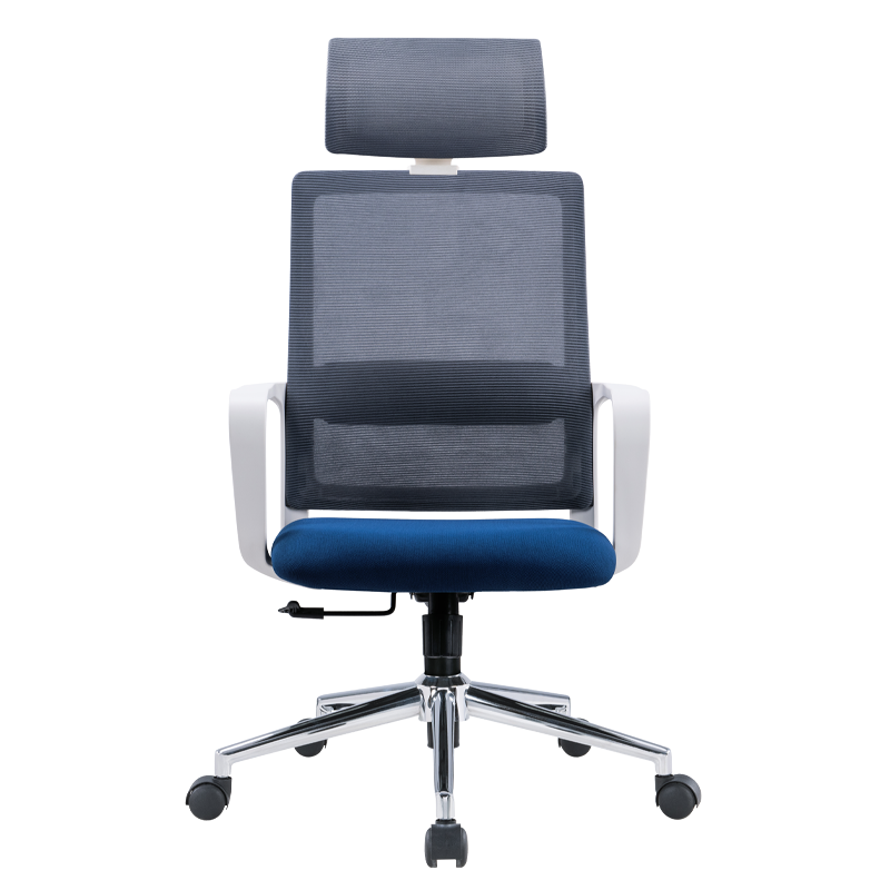 阔森(kuoson)办公椅职员员工家用电脑椅带头枕 灰背蓝座钢制脚转椅(3件起拍)