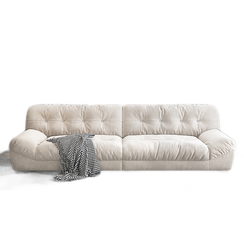 帕芭莎 沙发 布沙发 云朵沙发布艺沙发奶油风意式极简设计师小户型侘寂风沙发 三人位(2.1米) 加厚磨砂布+进口TONYRE衡温海绵【质保15年】