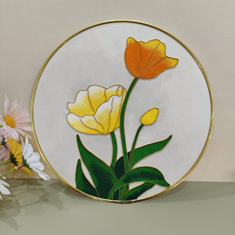 花芬系列景泰蓝掐丝珐琅画diy手工材料包新手简单款金丝沙画礼物 20cm