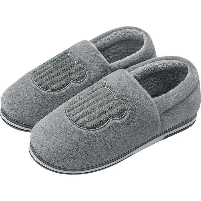 洁丽雅（Grace）包跟棉拖鞋男士冬季室内居家用加绒保暖防滑厚底棉鞋男冬天