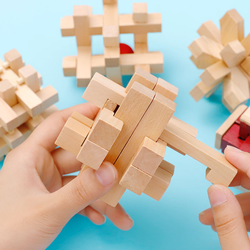 鲁班锁孔明锁儿童玩具 解压解锁九连环小孩拼装高智商烧脑玩具十级