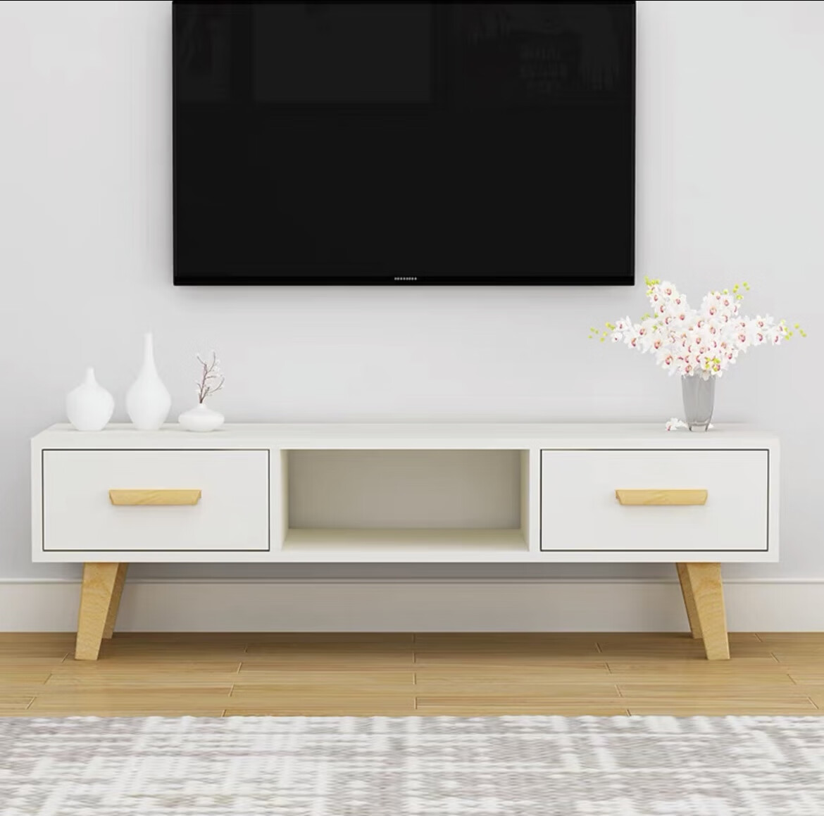 简单电视柜 微型电视柜微型电视柜电视背景墙柜视柜茶几组合套装美式