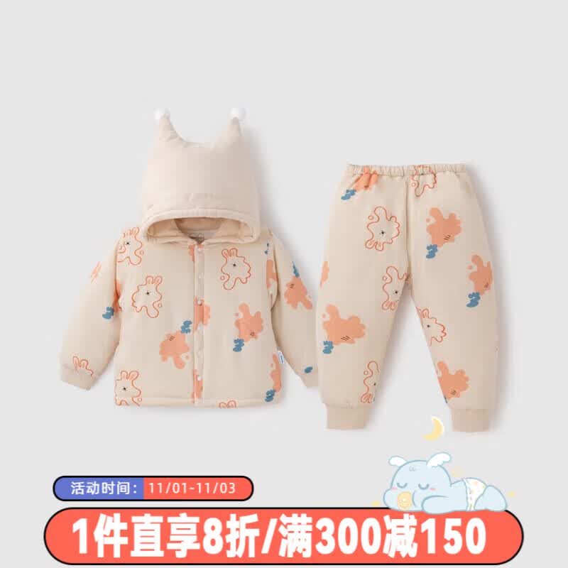 aqpa儿童棉服夹棉秋冬装保暖加厚婴幼儿宝宝内衣套装 小顽兔 100cm使用感如何?