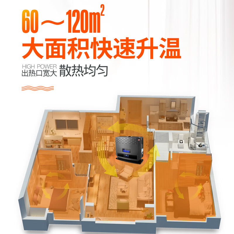 澳莱森暖气燃气取暖器家用天然气烤火炉全屋供暖省气节能静音天然气取暖器 HS-12C【60-120平方】12千瓦手动点火