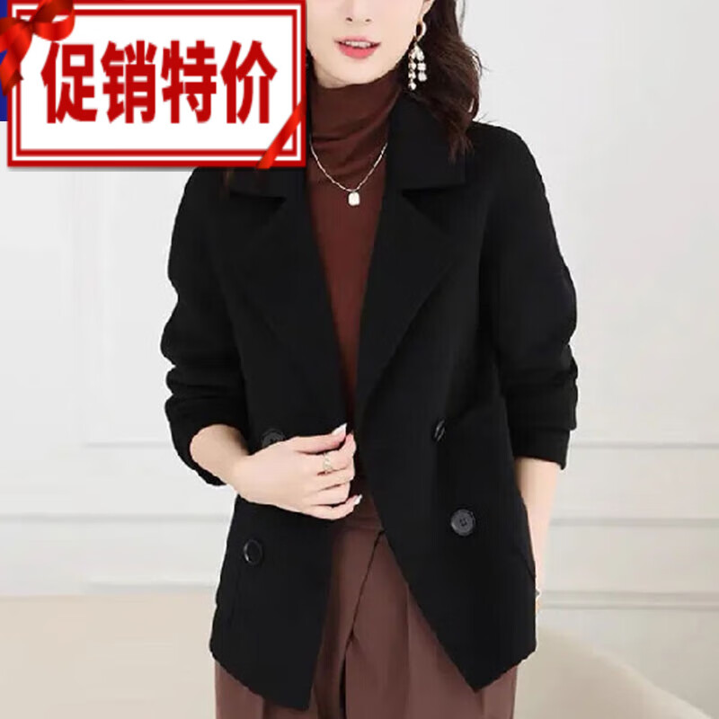 簡(jiǎn)霏2025春秋款新款女裝女士短款呢子外套女中青年西裝洋氣春裝 2024新i款品黑色 2024新i款品2XL (140-160斤)