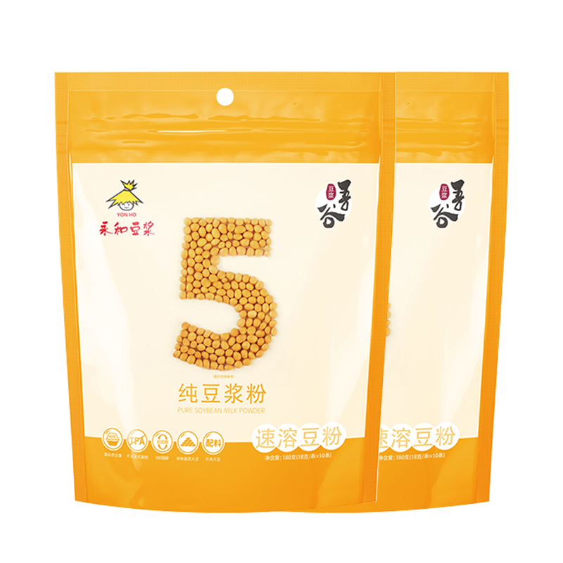 永和豆?jié){無添加蔗糖 純豆?jié){粉 40%高植物蛋白 健身代餐 早餐伴侶沖飲速溶 純豆?jié){粉216g*2袋