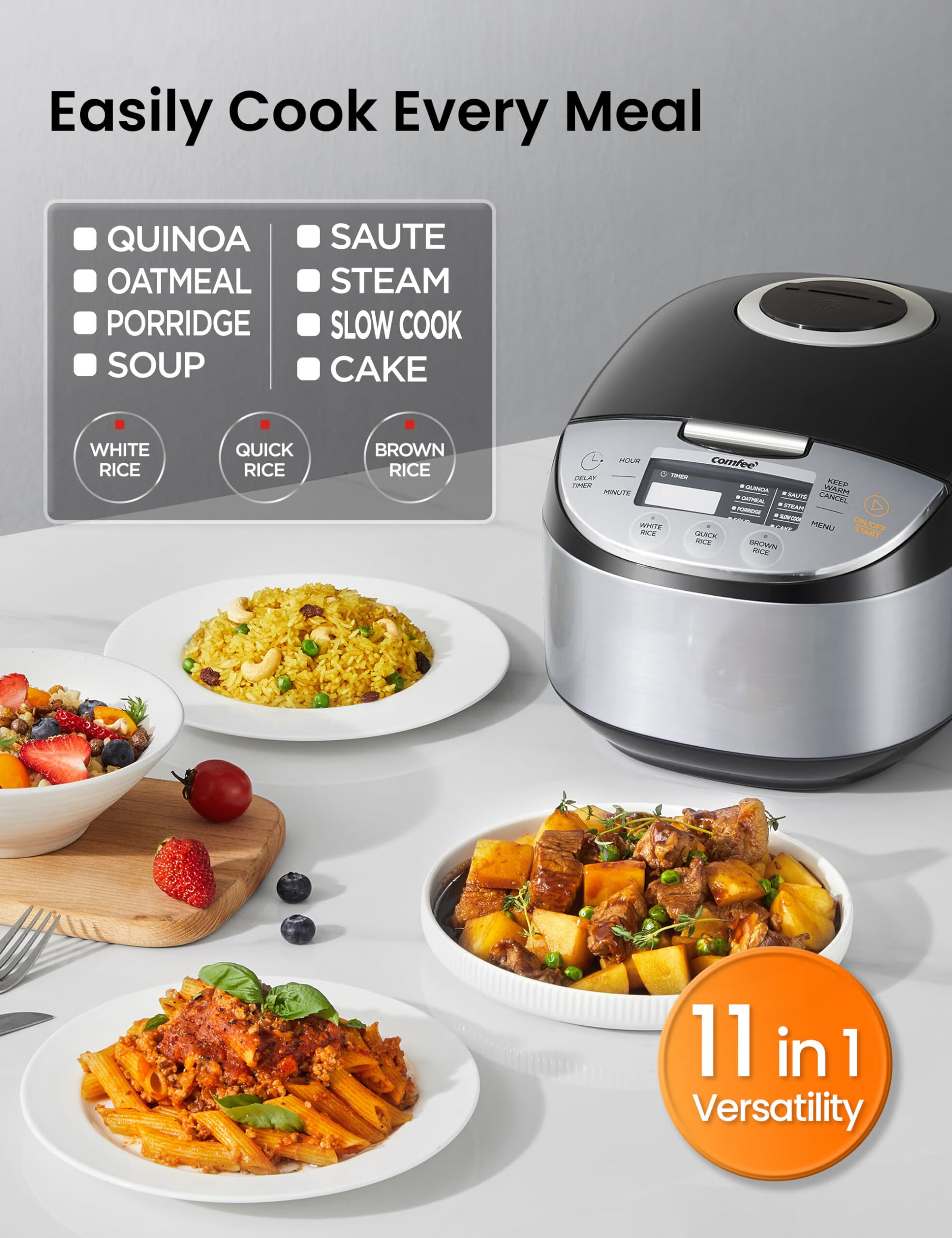 comfee 电饭煲 2.844 升 不锈钢材质 crd30lb3apk 不粘 量杯