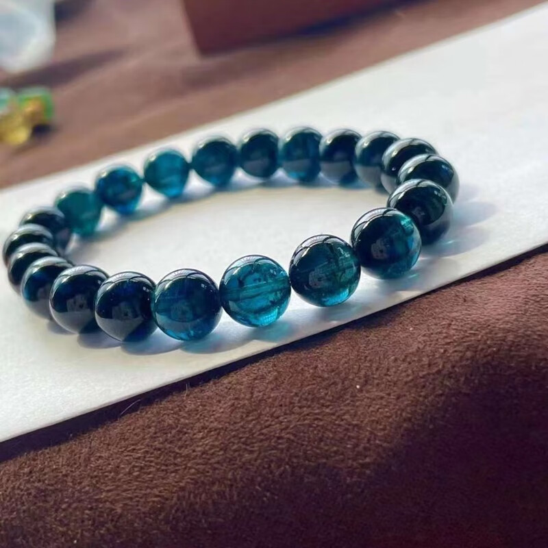 寻然珠宝 醇正奢华玻璃体宝石蓝碧玺手链珍贵老矿料颗颗纯宝石蓝纯蓝