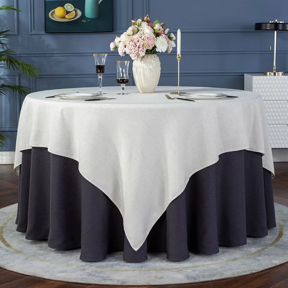 酒店大圆桌桌布中式餐厅台布饭店餐桌布长方形会所圆形布艺桌定制 粗